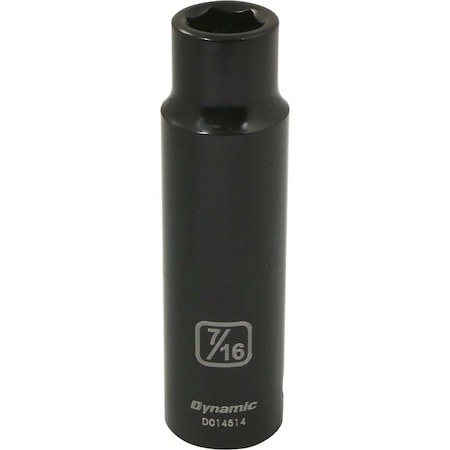 Dynamic 1/2" Drive Deep Socket, Black Phosphate, Tools 1/2" Drive 6 Point SAE, 7/16" Deep Length D014514